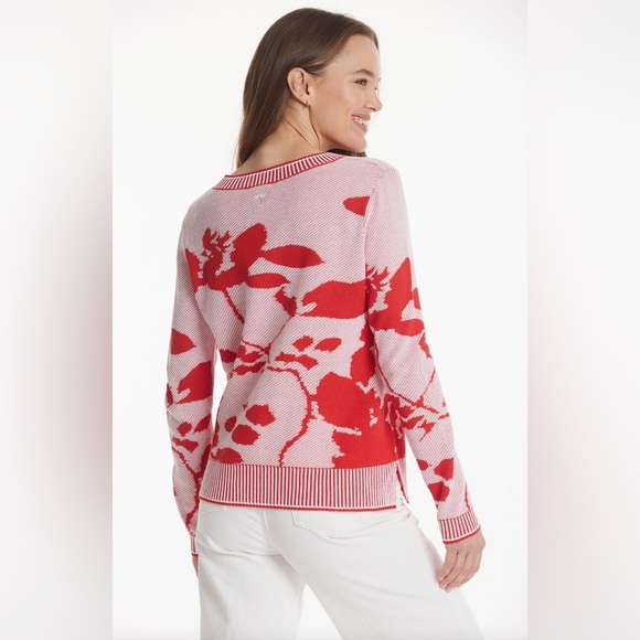 FINAL PRICE Tyler Boe Lily Pad Floral Knit Top, Flame Sweater - Picture 11 of 11